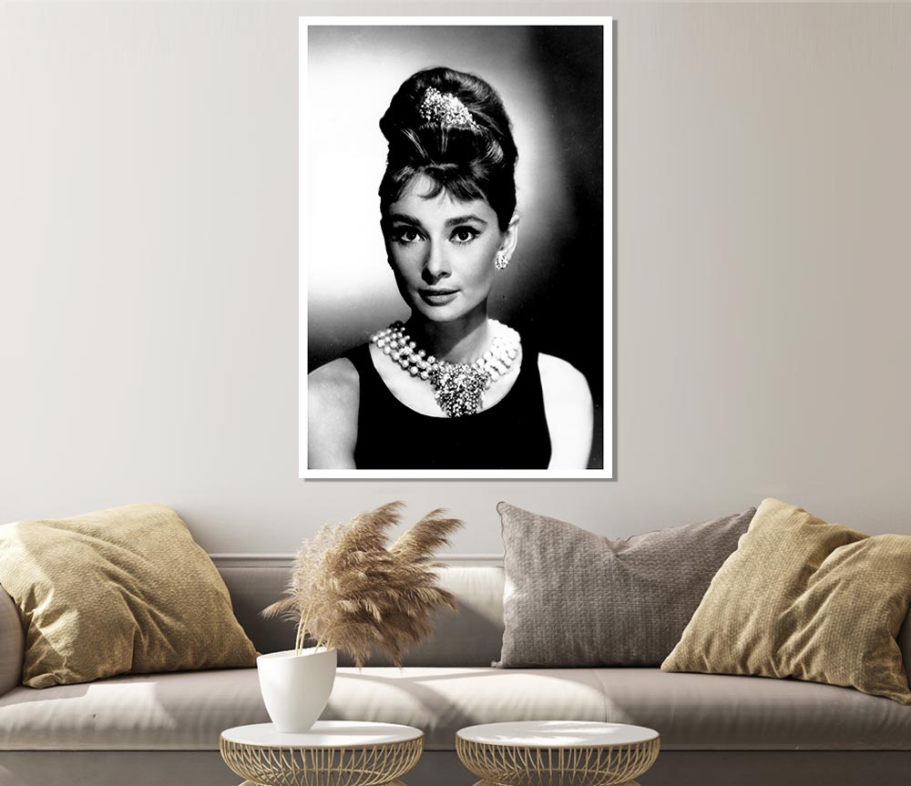 Audrey Hepburn Diamonds And Pearls Print Poster Wall Art