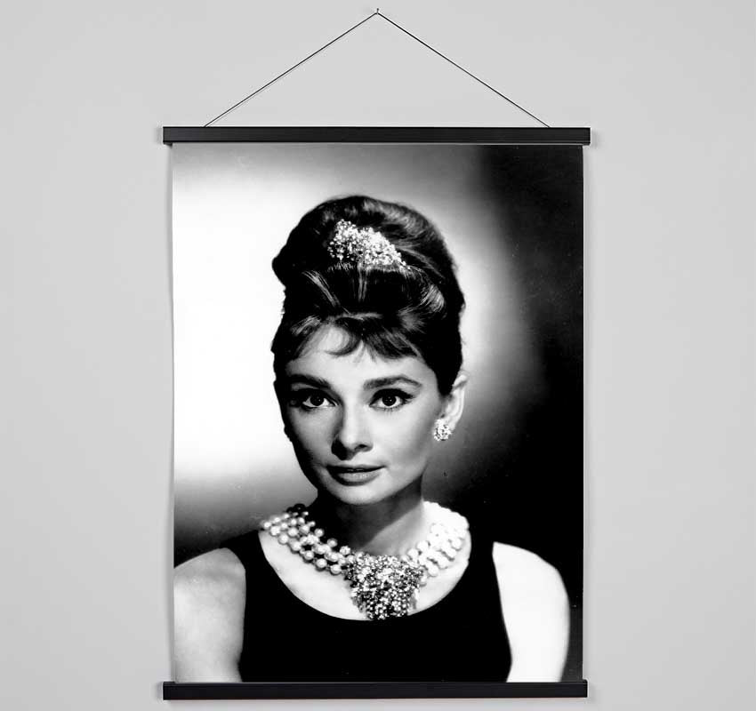 Audrey Hepburn Diamonds And Pearls Hanging Poster - Wallart-Direct UK