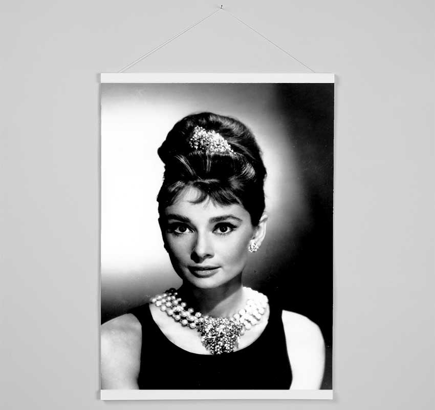 Audrey Hepburn Diamonds And Pearls Hanging Poster - Wallart-Direct UK