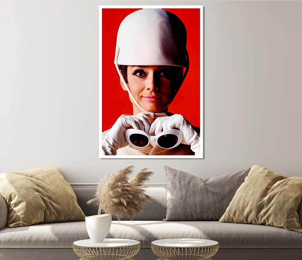 Audrey Hepburn Goggles Print Poster Wall Art