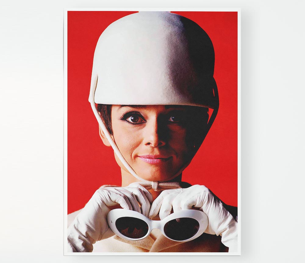 Audrey Hepburn Goggles Print Poster Wall Art