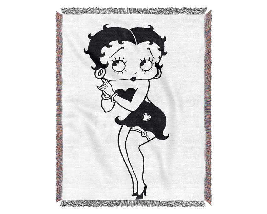 Betty Boop Love Heart Woven Blanket