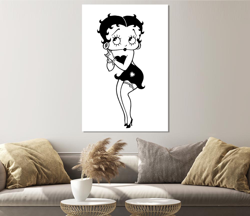 Betty Boop Love Heart Print Poster Wall Art