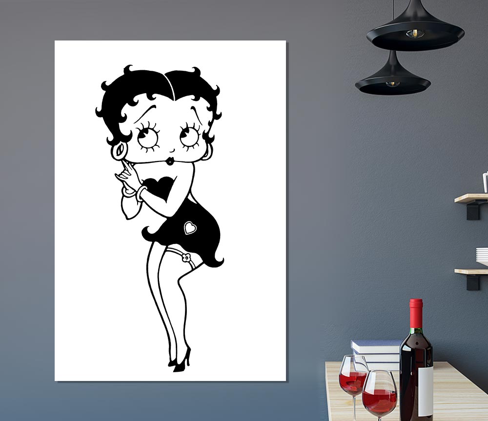 Betty Boop Love Heart Print Poster Wall Art