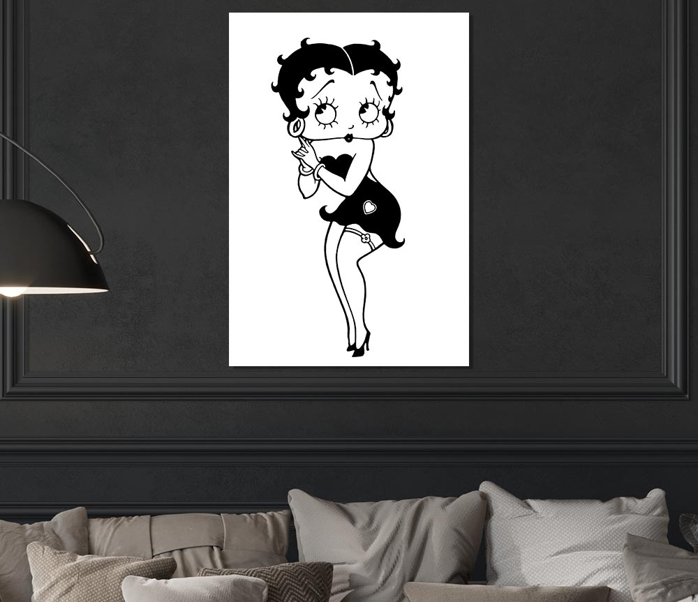 Betty Boop Love Heart Print Poster Wall Art