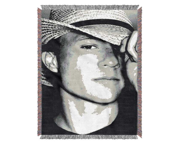 Heath Ledger Hat B n W Woven Blanket