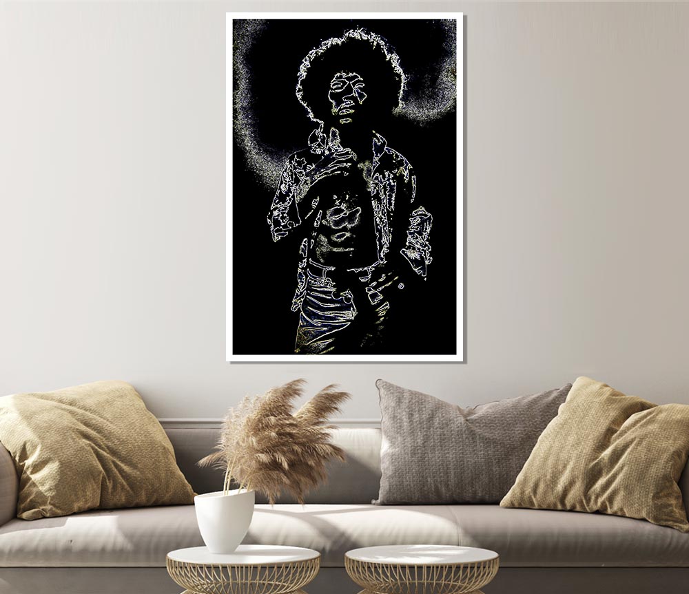 Jimi Hendrix Black Print Poster Wall Art