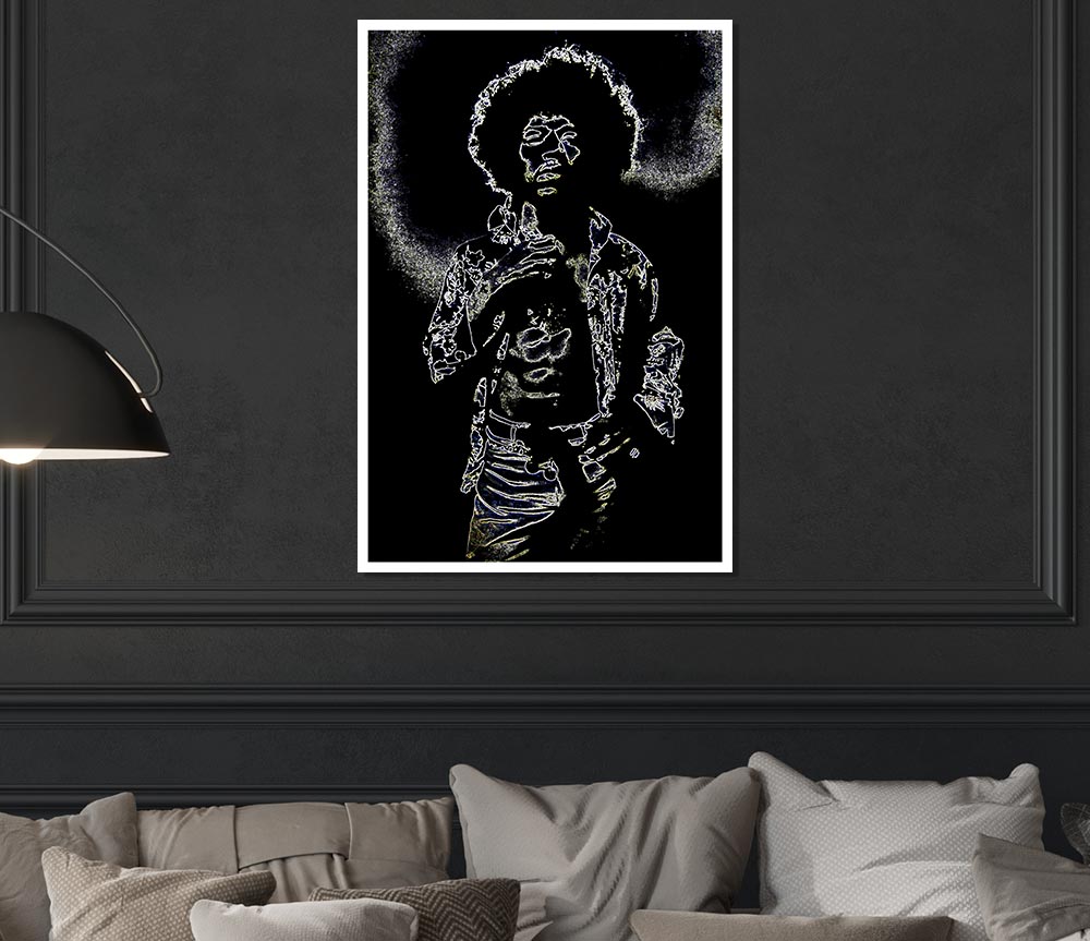 Jimi Hendrix Black Print Poster Wall Art