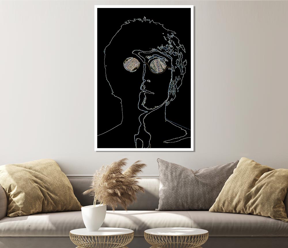 John Lennon Black Print Poster Wall Art