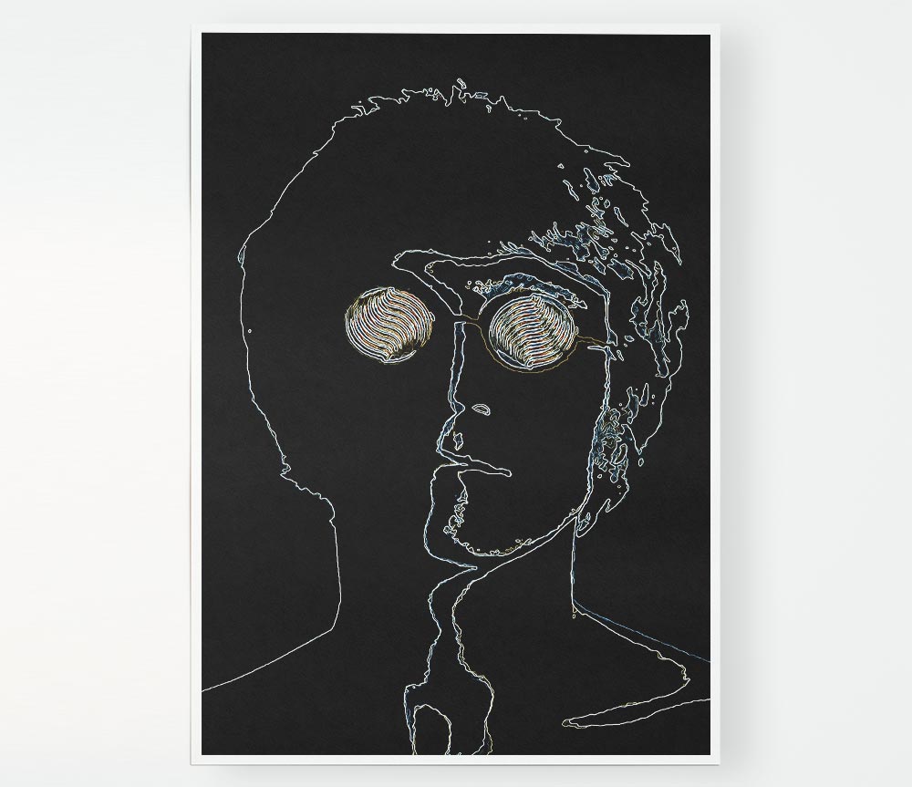 John Lennon Black Print Poster Wall Art