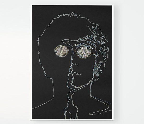 John Lennon Black Print Poster Wall Art