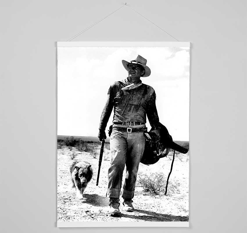 John Wayne With Dog Hanging Poster - Wallart-Direct UK