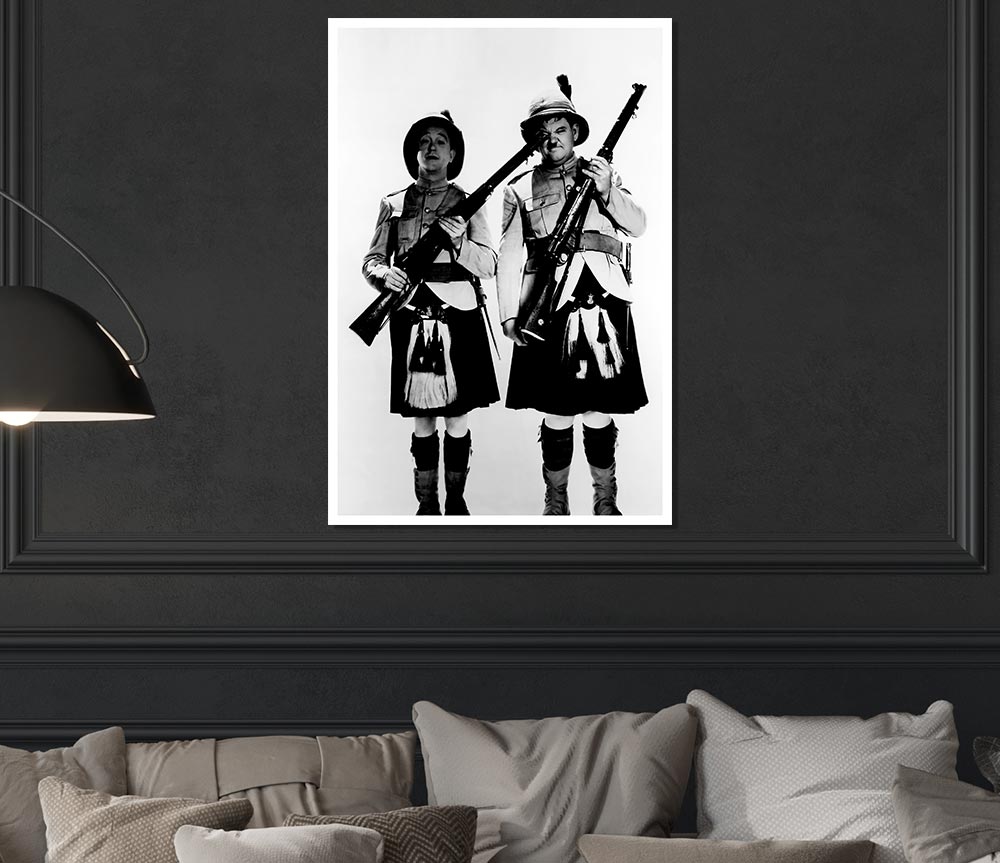 Laurel And Hardy Highland Scot Print Poster Wall Art