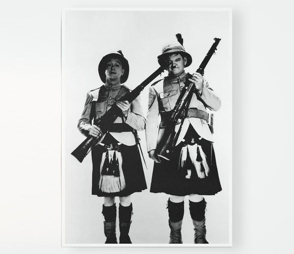 Laurel And Hardy Highland Scot Print Poster Wall Art