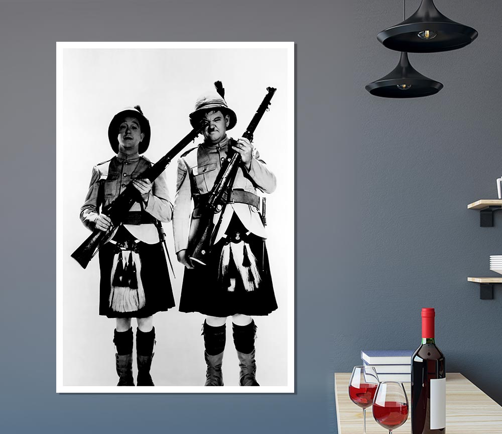 Laurel And Hardy Highland Scot Print Poster Wall Art