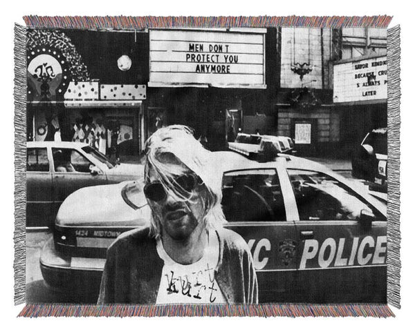 Kurt Cobain Police Car Woven Blanket