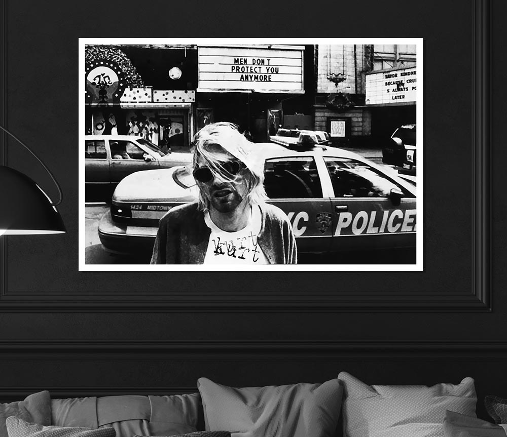 Kurt Cobain Police Car Print Poster Wall Art