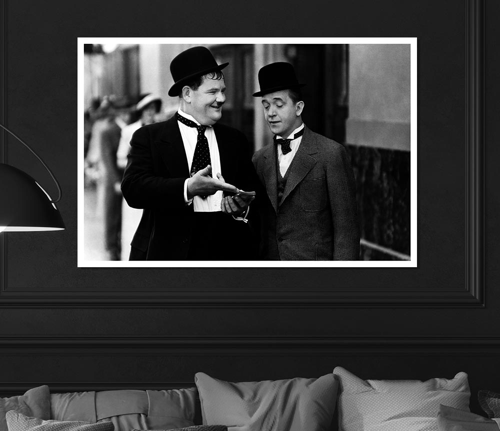 Laurel And Hardy Street Walk Print Poster Wall Art