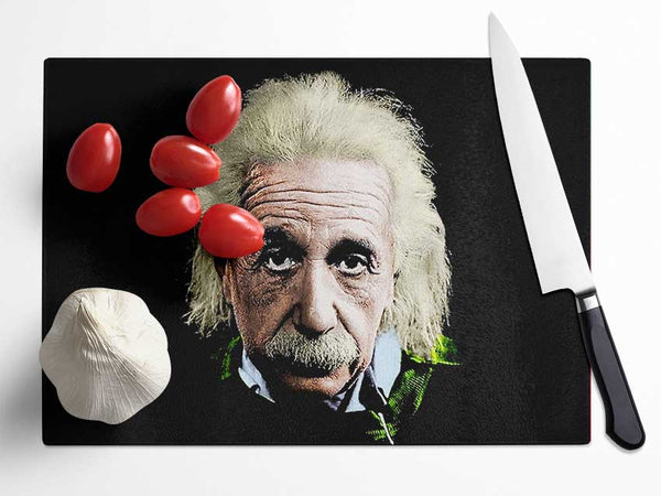 Albert Einstein Retro Colours Glass Chopping Board