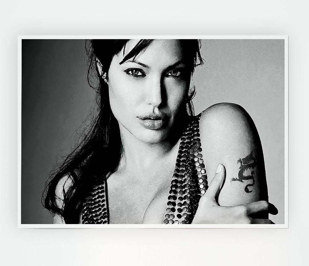 Angelina Jolie Dragon Tattoo Print Poster Wall Art