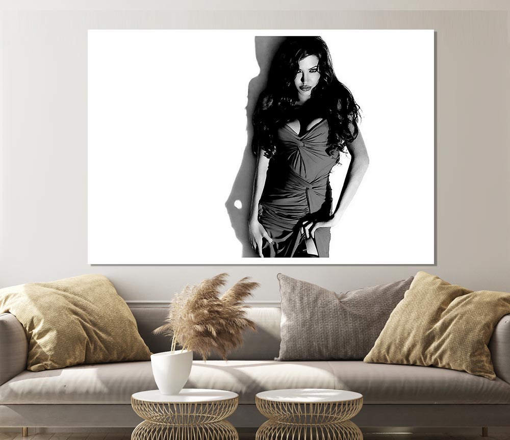 Angelina Jolie Dress B N W Print Poster Wall Art