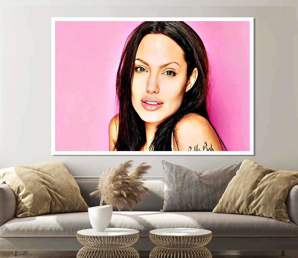 Angelina Jolie Pink Print Poster Wall Art