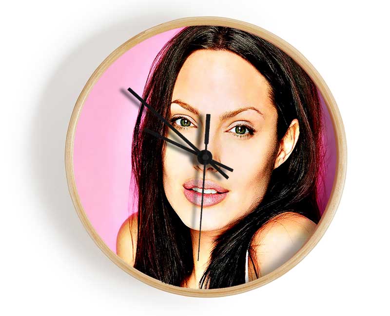 Angelina Jolie Pink Clock - Wallart-Direct UK