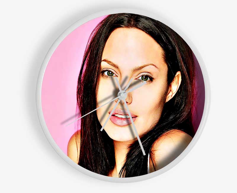 Angelina Jolie Pink Clock - Wallart-Direct UK