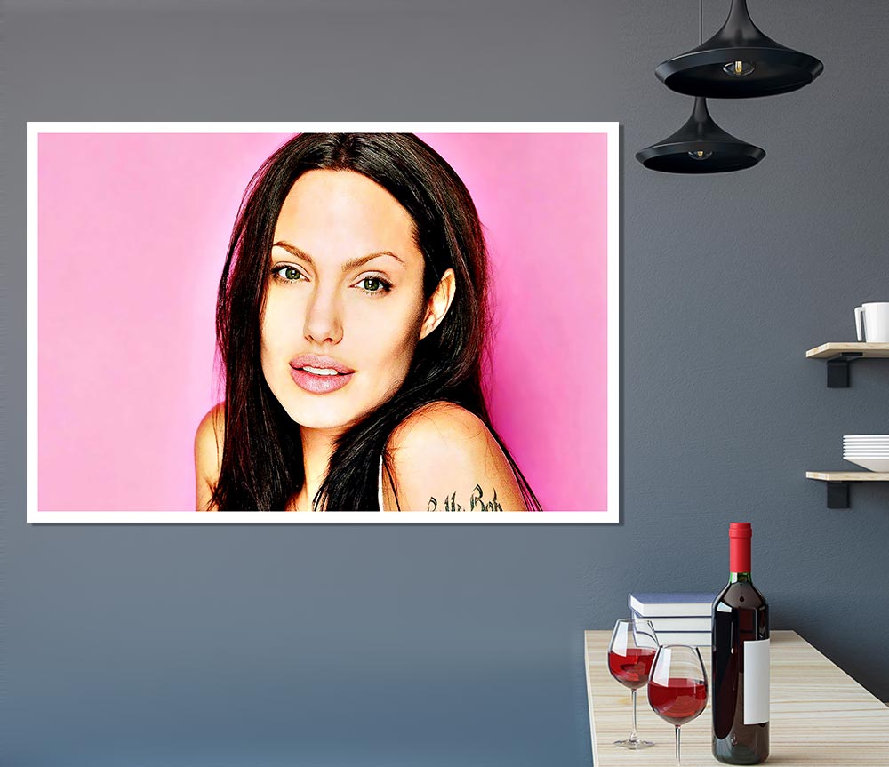 Angelina Jolie Pink Print Poster Wall Art