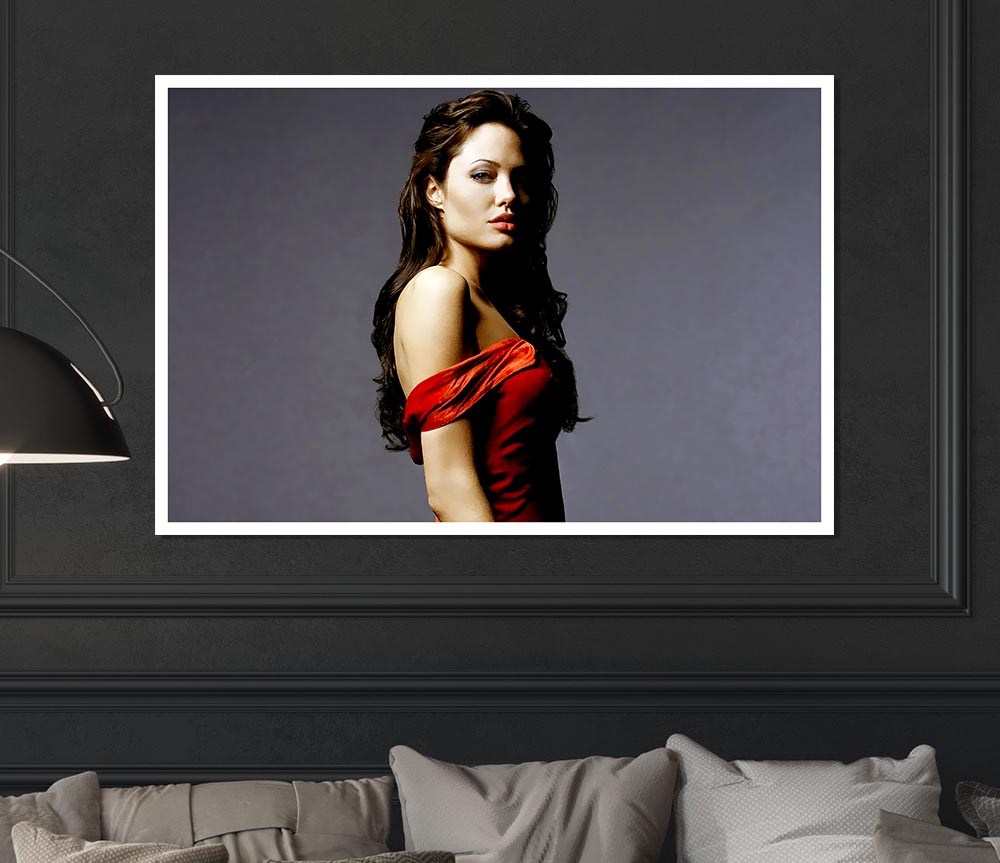 Angelina Jolie Red Dress Print Poster Wall Art