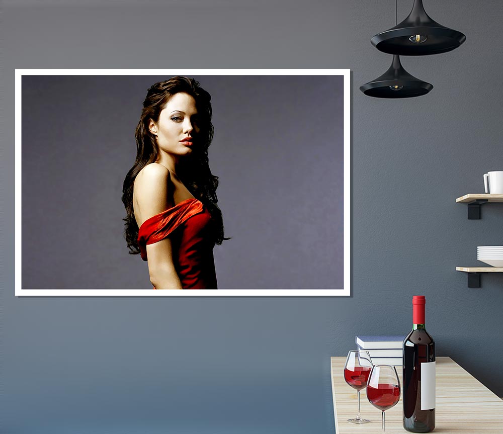 Angelina Jolie Red Dress Print Poster Wall Art