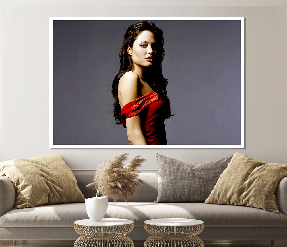 Angelina Jolie Red Dress Print Poster Wall Art