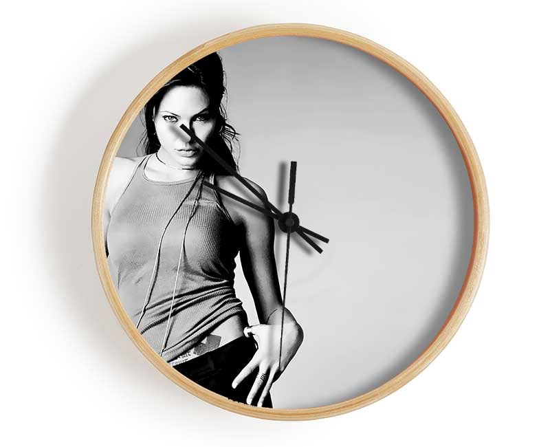 Angelina Jolie Sexy B n W Clock - Wallart-Direct UK