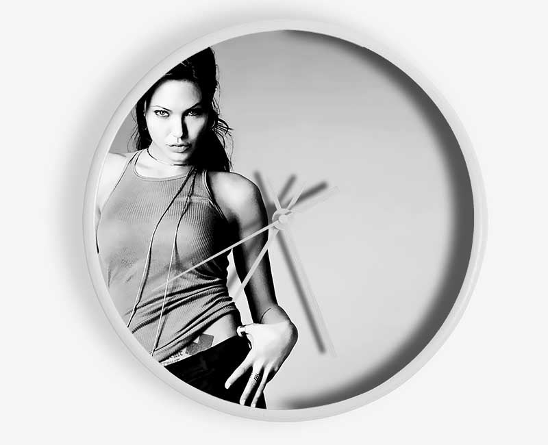 Angelina Jolie Sexy B n W Clock - Wallart-Direct UK