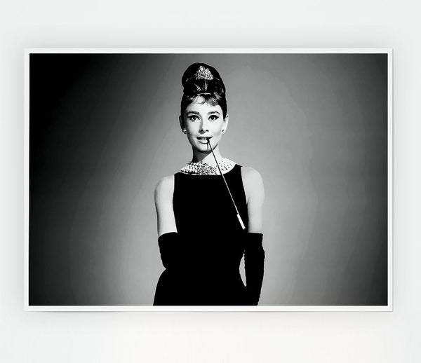 Audrey Hepburn Cigarette Breakfast At Tiffanys Print Poster Wall Art