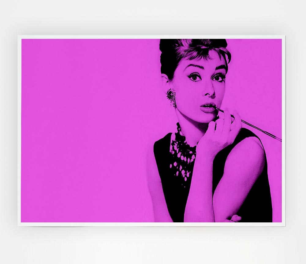 Audrey Hepburn Pink Print Poster Wall Art