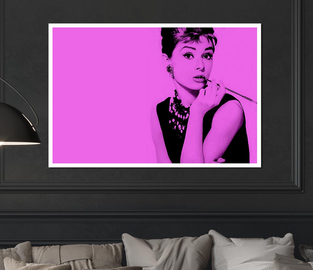 Audrey Hepburn Pink Print Poster Wall Art