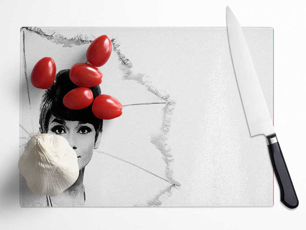 Audrey Hepburn Umbrella Glass Chopping Board