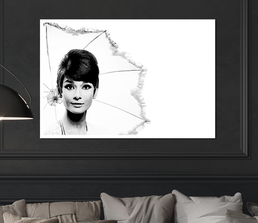 Audrey Hepburn Umbrella Print Poster Wall Art