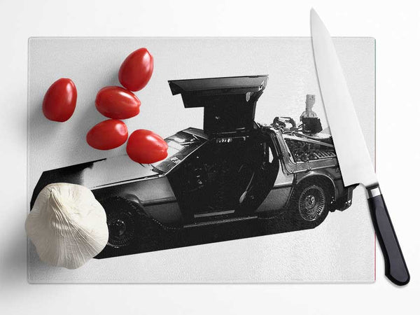 Back To The Future Dolorean Glass Chopping Board