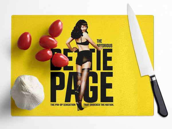 Bettie Page Yellow Glass Chopping Board