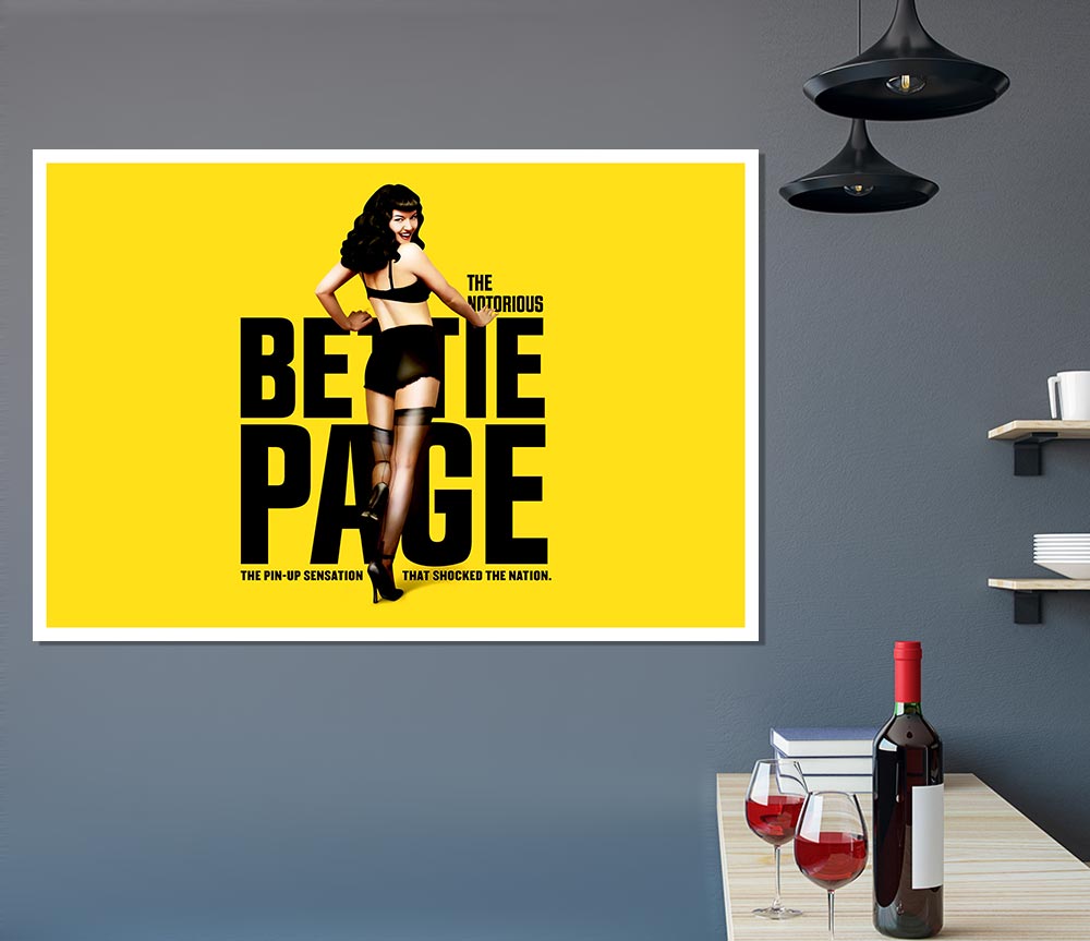 Bettie Page Yellow Print Poster Wall Art