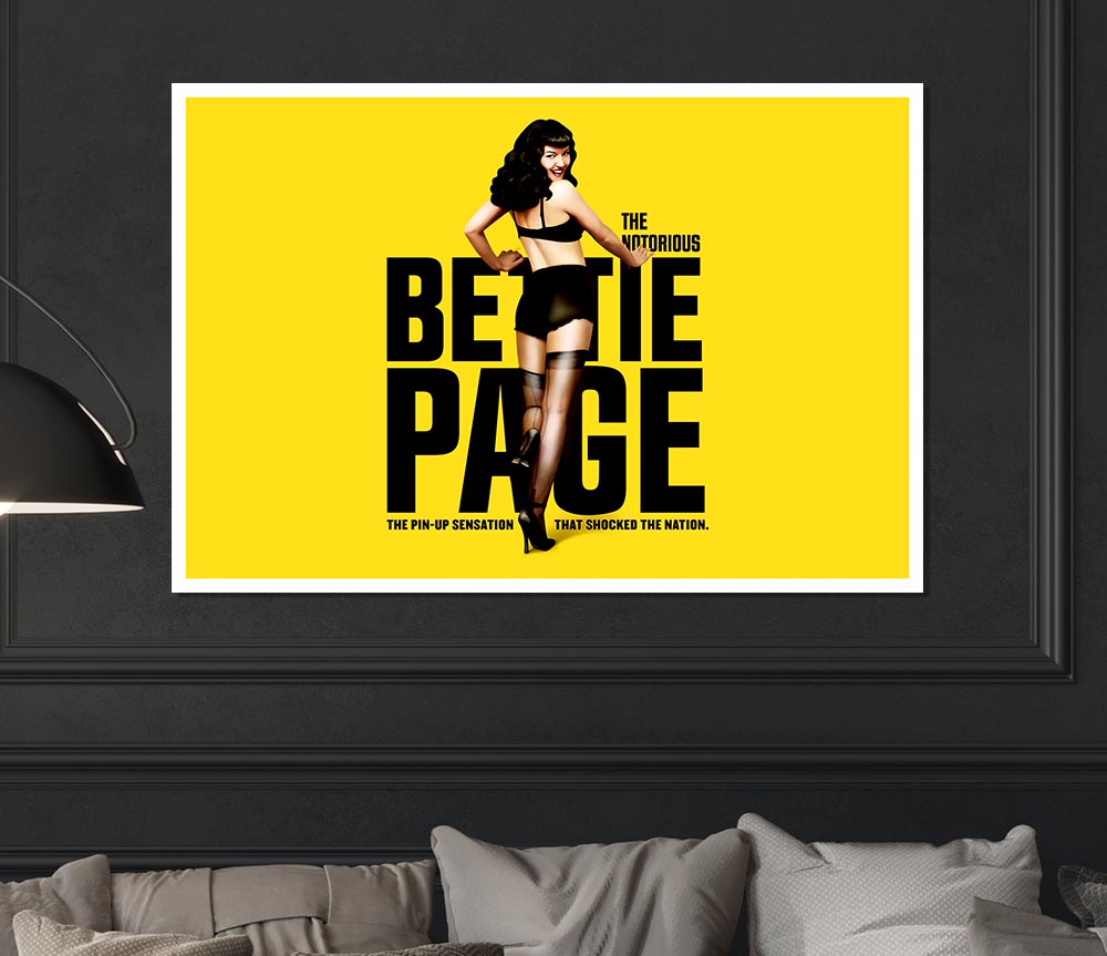 Bettie Page Yellow Print Poster Wall Art