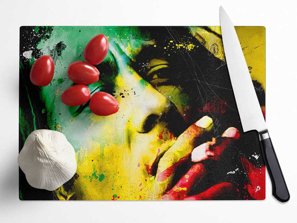 Bob Marley Colours Glass Chopping Board