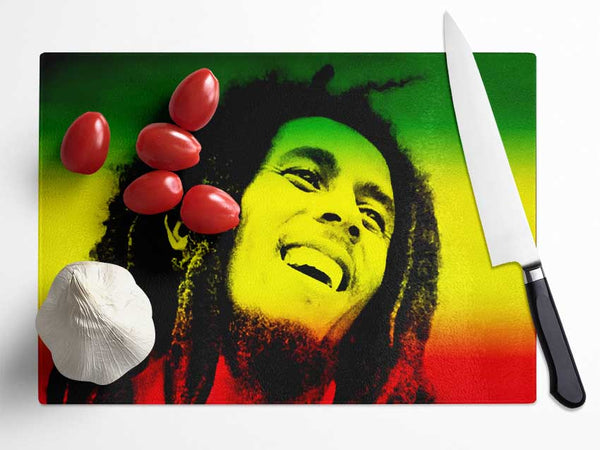 Bob Marley Rasta Colours Glass Chopping Board