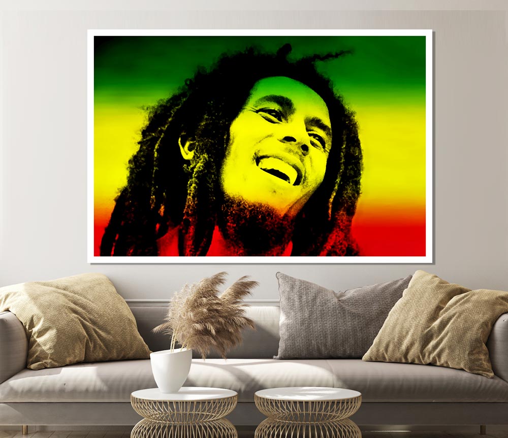 Bob Marley Rasta Colours Print Poster Wall Art