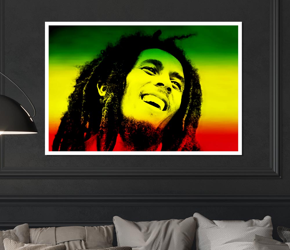 Bob Marley Rasta Colours Print Poster Wall Art