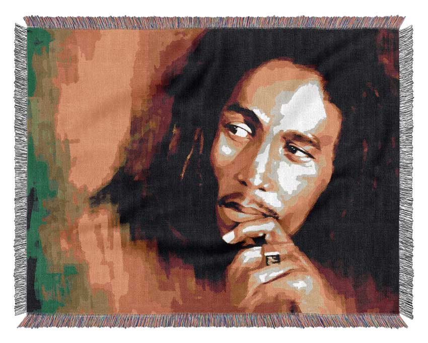 Bob Marley Red Yellow Green Woven Blanket