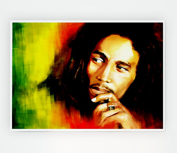 Bob Marley Red Yellow Green Print Poster Wall Art