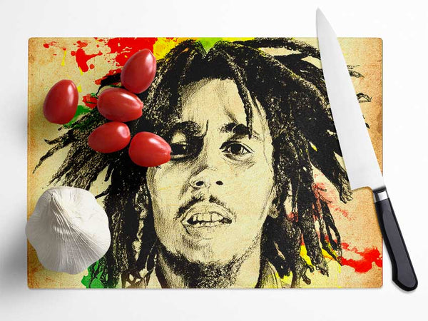 Bob Marley Splash Colour Glass Chopping Board